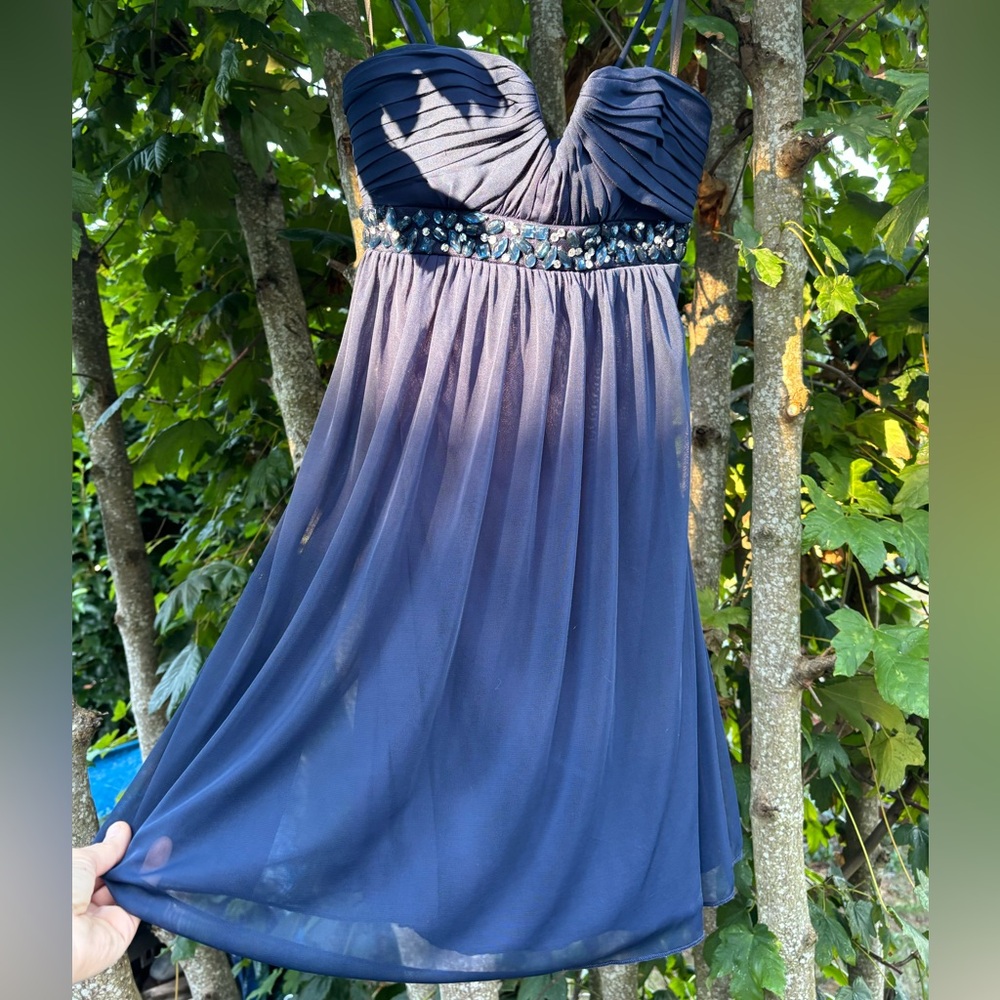City Triangles Navy Dress with Beaded Accents Size M
